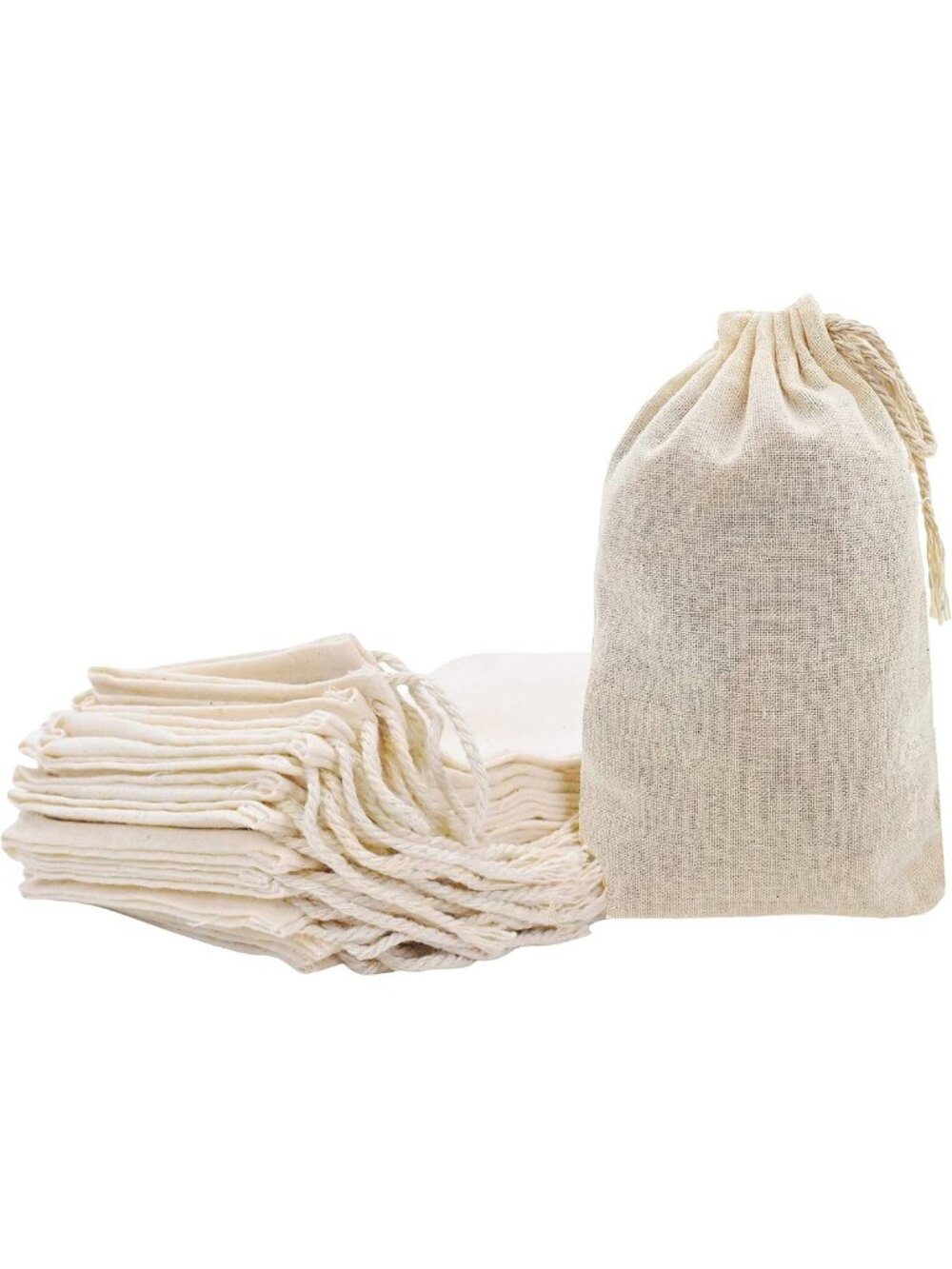 Natural Muslin Drawstring Bags - 6x9 Cotton Pouches, Set of 25, Eco-Friendly